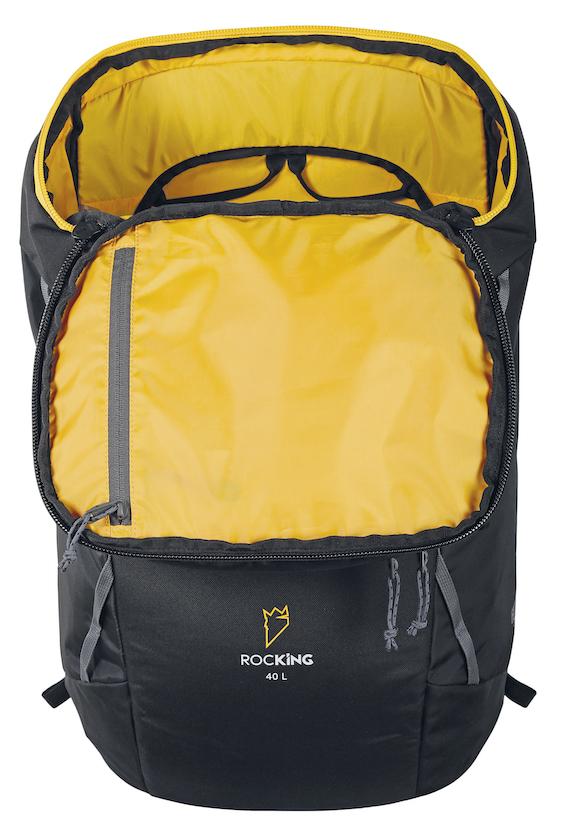 Opened Singing Rock Rocking 40 Climbing backpack